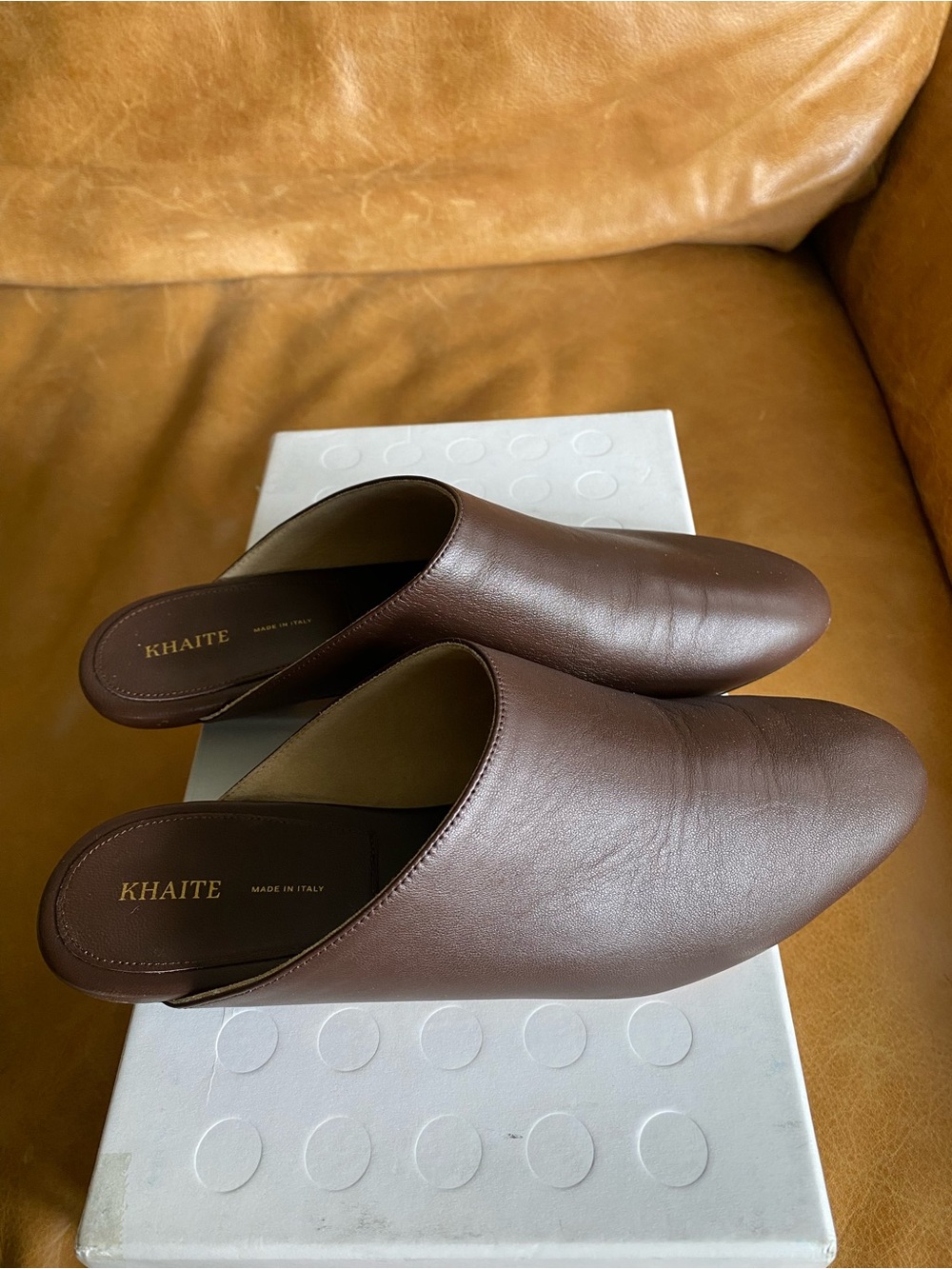 Khaite Otto Brown Leather Mules. Size 36. - Picture 2 of 15